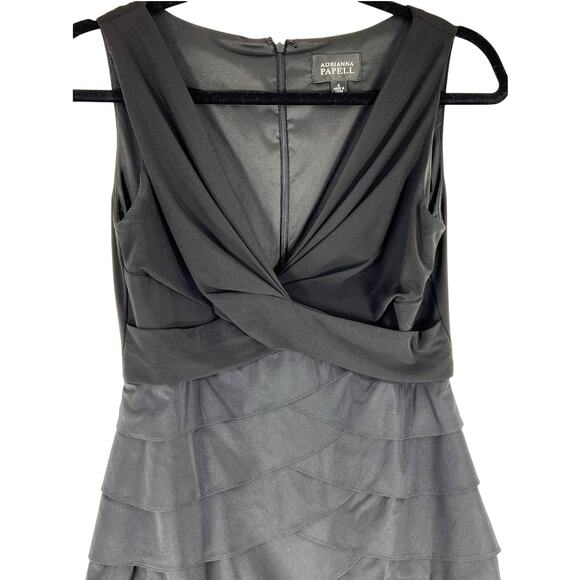 Adrianna Papell Dress -Womens 4-Party Black Tier Ruffle Shutter Sleeveless - Picture 1 of 10